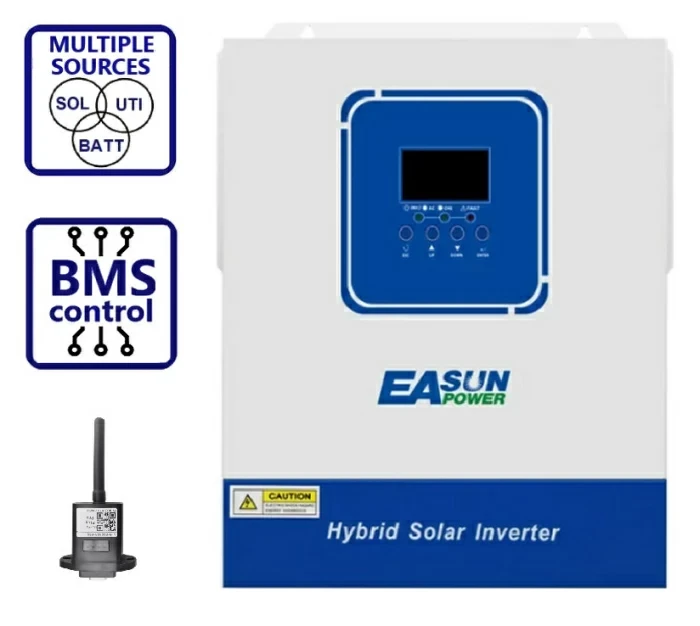 Гібридний сонячний інвертор EASUN POWER 2000W 12V MPPT Off-Grid (ISolar-SMG-II-2KW-12V WiFi, Pure Sine Wave)