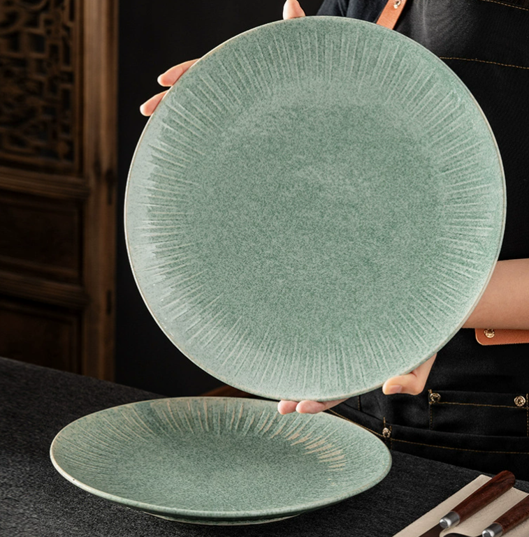 Керамічна обідня тарілка з глазур’ю у ретро-стилі 20.4 см