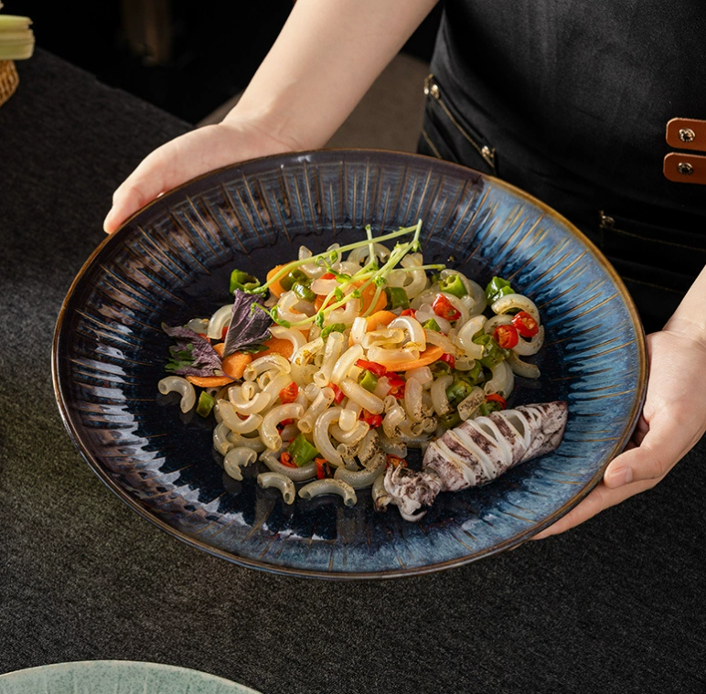 Керамічна обідня тарілка з глазур’ю у ретро-стилі 30.7 см