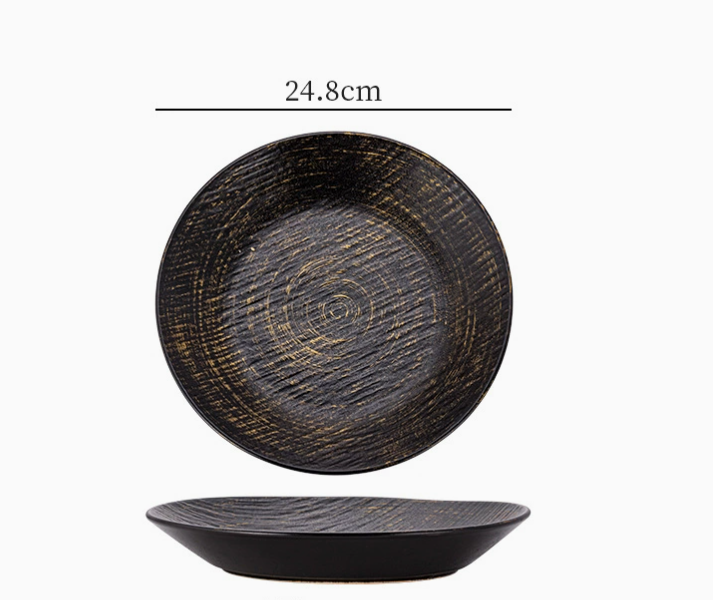 Керамічна обідня тарілка з глазур’ю у ретро-стилі 24.8 см