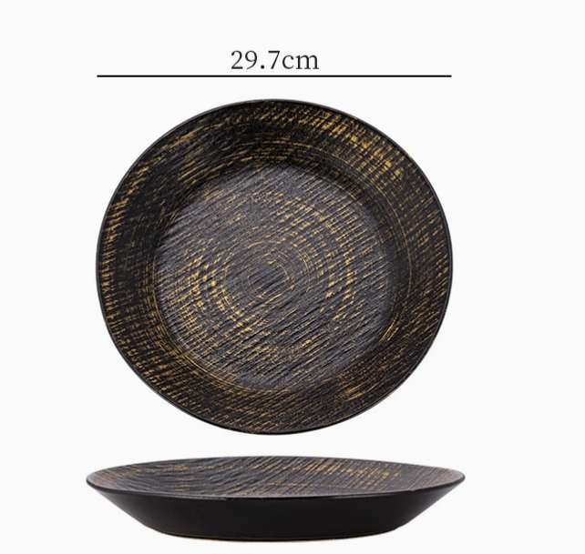 Керамічна обідня тарілка з глазур’ю у ретро-стилі 29.7 см
