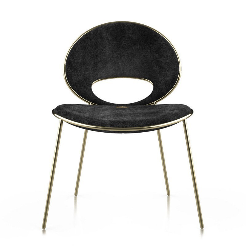 Стілець дизайнерський Shell, м’який, металеві ніжки, велюр / екошкіра