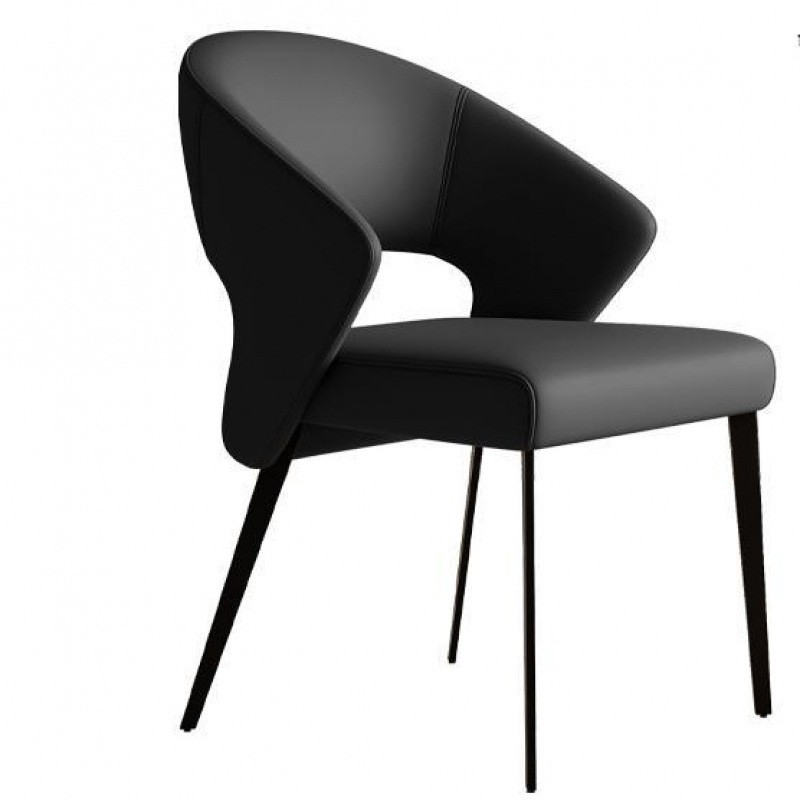 Стілець обідній дизайнерський Milano з підлокітниками, м’який, екошкіра, металеві ніжки, італійський стиль