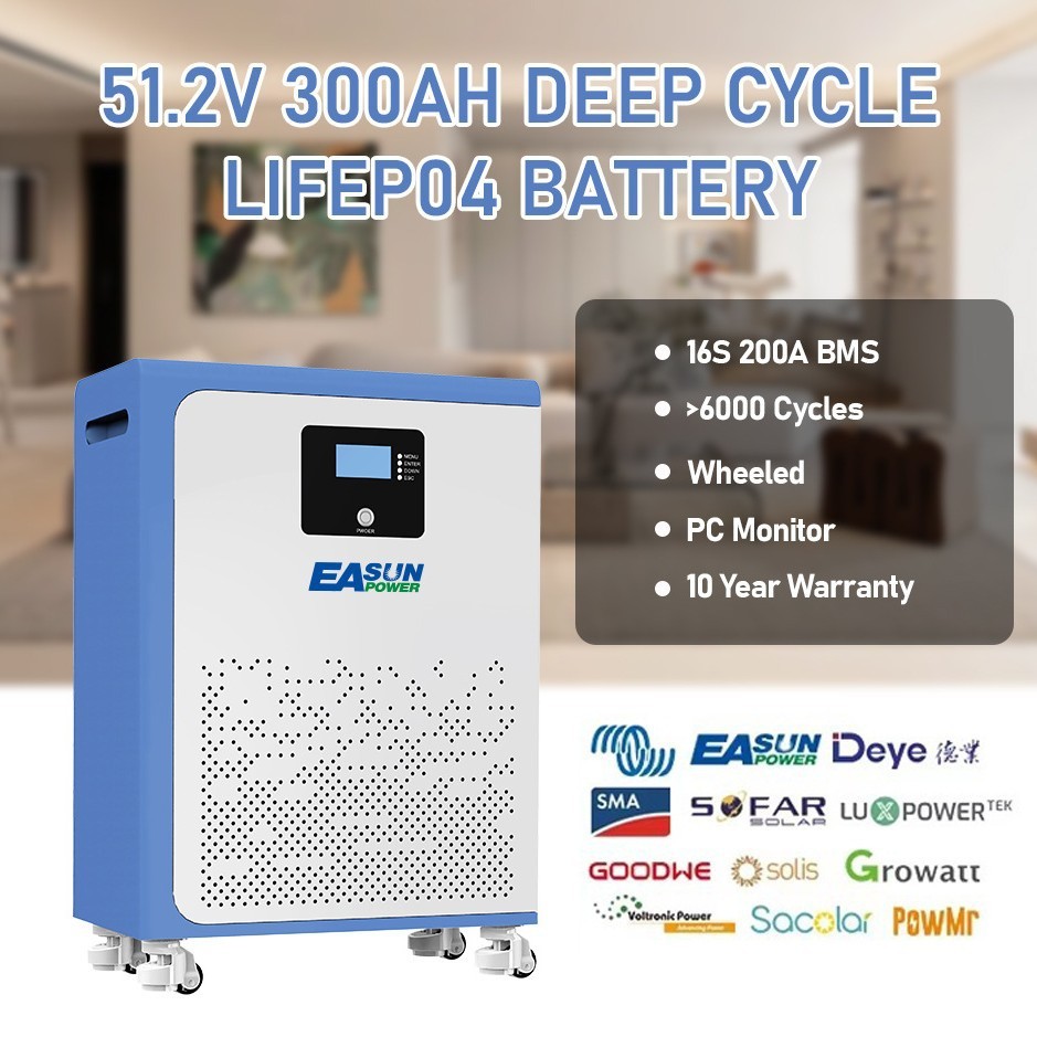 LiFePO4 акумулятор EASUN POWER 51.2V 300Ah — 15 kWh для домашніх ESS та інверторів
