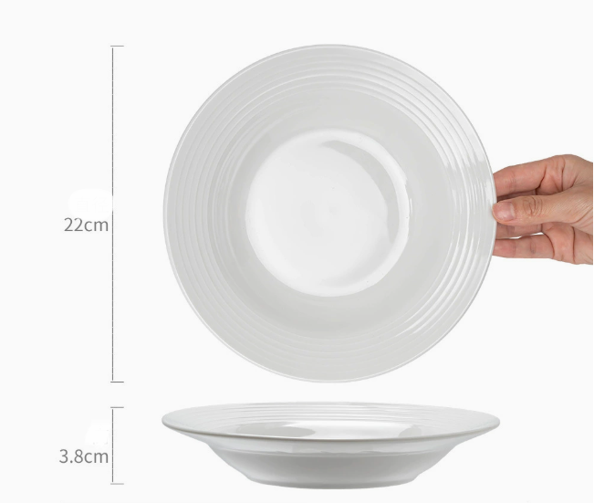 Керамічна обідня глибока тарілка з рельєфним краєм 22 см