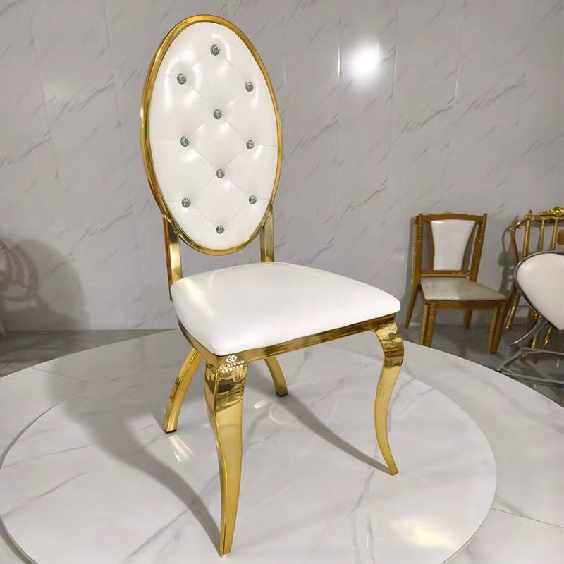 Стілець банкетний Royal Oval Gold, металевий, м’яке сидіння, стиль Luxury