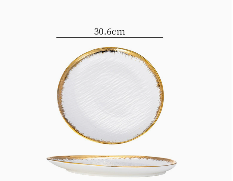 Керамічна тарілка з золотою каймою 30 см