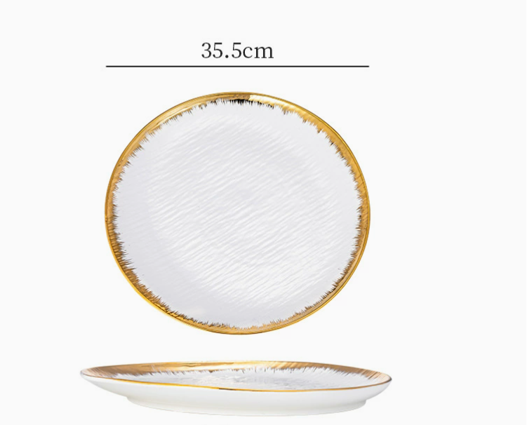 Керамічна тарілка з золотою каймою 35 см