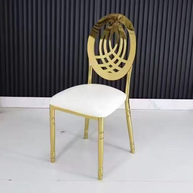Стілець банкетний Gold Crown, металевий, м’яке сидіння, дизайнерська спинка, стиль Luxury