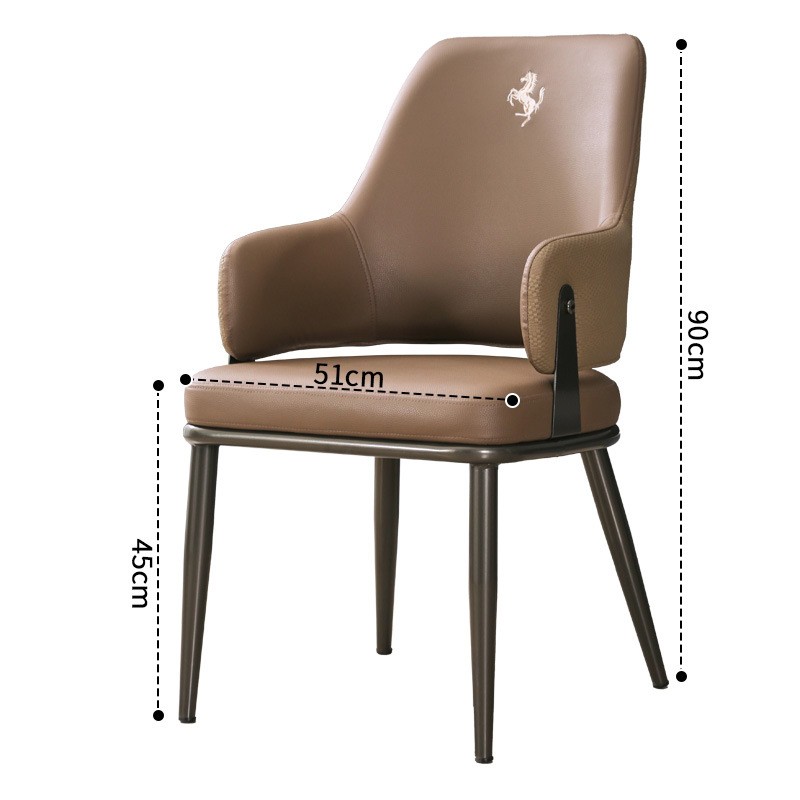 Стілець м’який Luxury Pony з підлокітниками, екошкіра, металеві ніжки