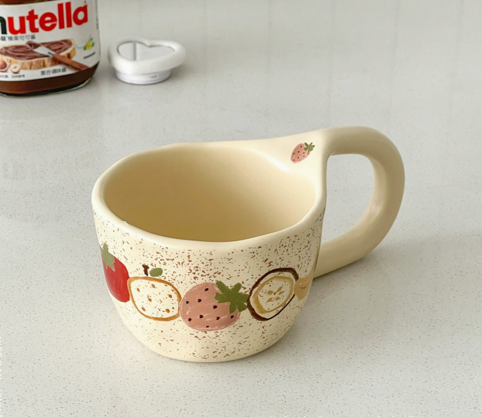 Керамічний кухоль в креативному ретро-стилі фрукти / квіти