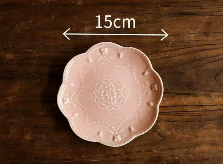 Керамічна десертна тарілка в ретро-стилі 15 см рожева