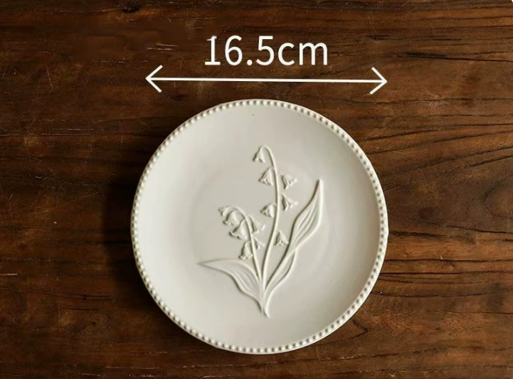 Керамічна десертна тарілка в ретро-стилі 16,5 см з квіткою