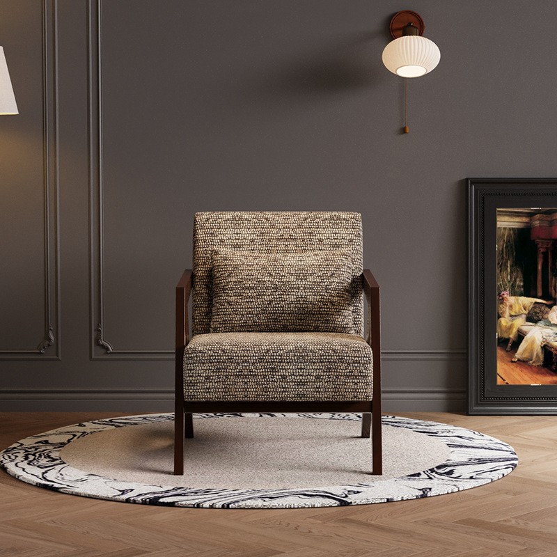 Крісло для вітальні в стилі Wabi-sabi з дерев’яним каркасом