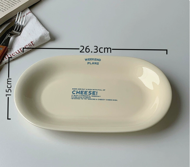 Керамічна овальна тарілка в корейському стилі
