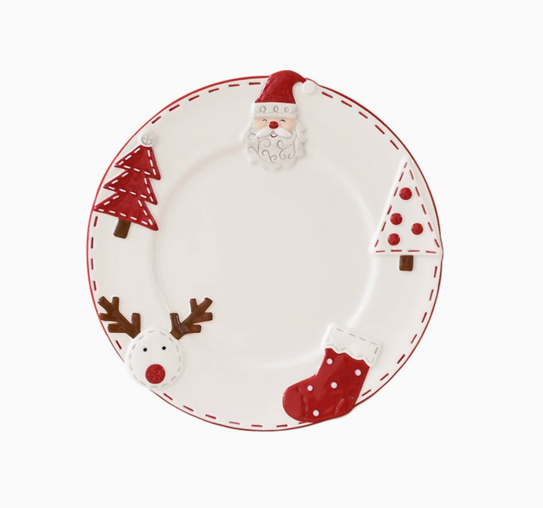 Керамічна тарілка «Санта Клаус» у скандинавському стилі 26 см