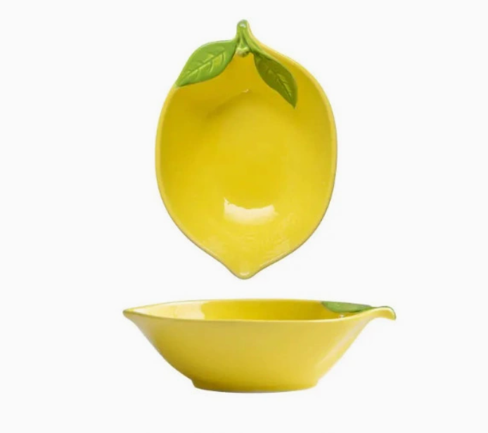 Керамічна глибока тарілка «Лимон» дизайнерський посуд з ручним розписом