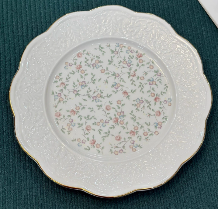 Керамічна тарілка для торта у французькому ретро-стилі з квітковим візерунком