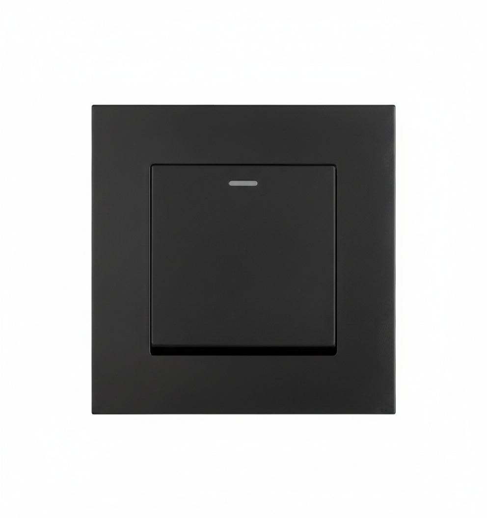 Одноклавішний вимикач світла EIOMR, чорний матовий