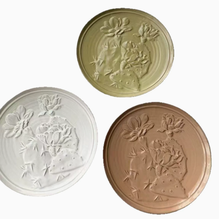 Керамічна обідня тарілка з рельєфним квітковим дизайном 31 см, 35 шт