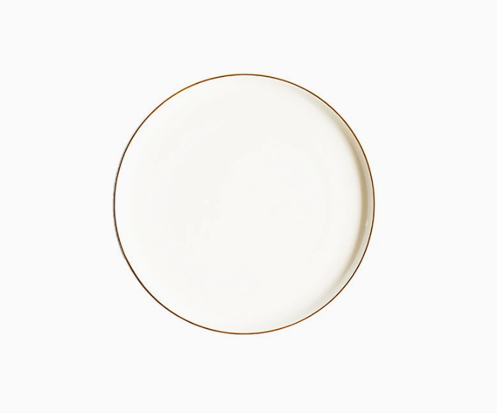 Керамічна біла тарілка з золотим краєм для пасти та подачі страв 20 см