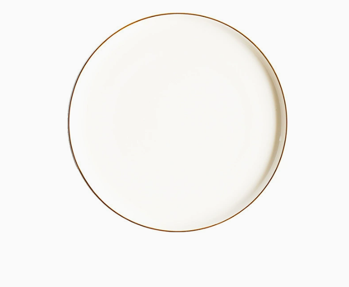 Керамічна біла тарілка з золотим краєм для пасти, піци та подачі страв 30,5 см