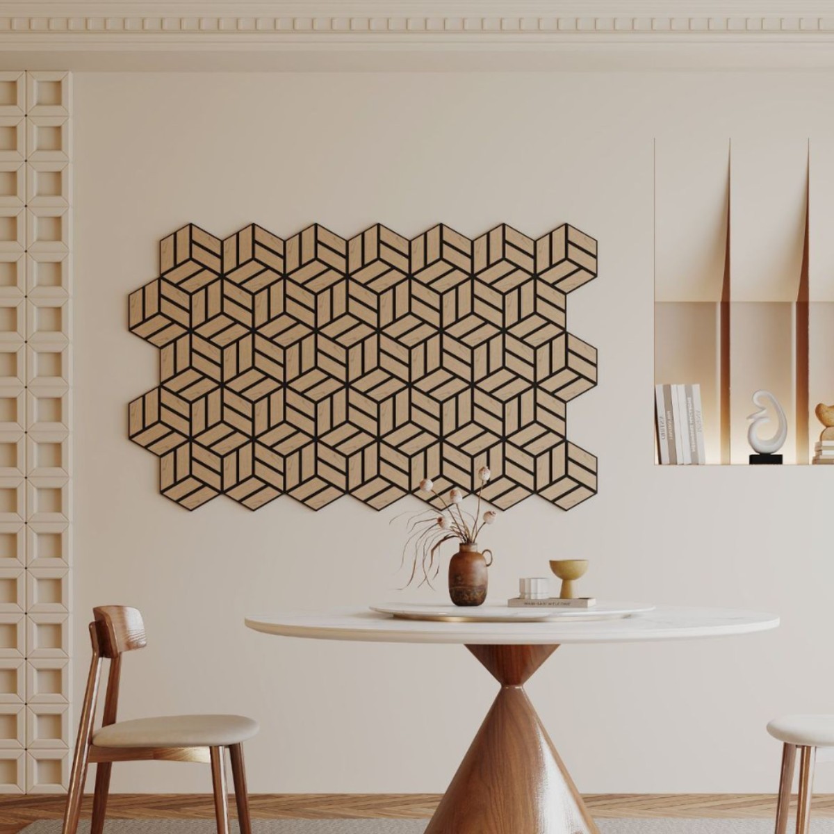 Акустичні 3D панелі 600×600 мм (натуральний шпон, преміум)