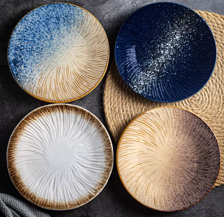 Керамічна тарілка у японському стилі з художнім візерунком, 24,8 см, 6 видів