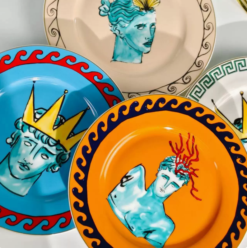 Набір керамічних тарілок “Poseidon” 4 шт у подарунковій коробці, дизайнерський посуд