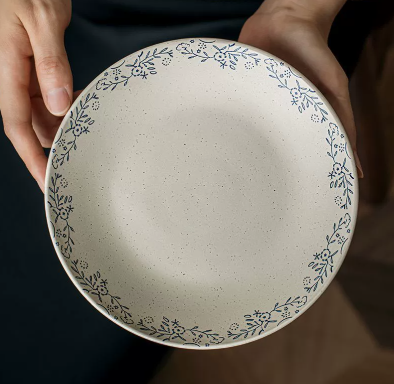 Набір керамічних десертних тарілок 4 шт, з квітковим орнаментом (орхідея), у французькому стилі