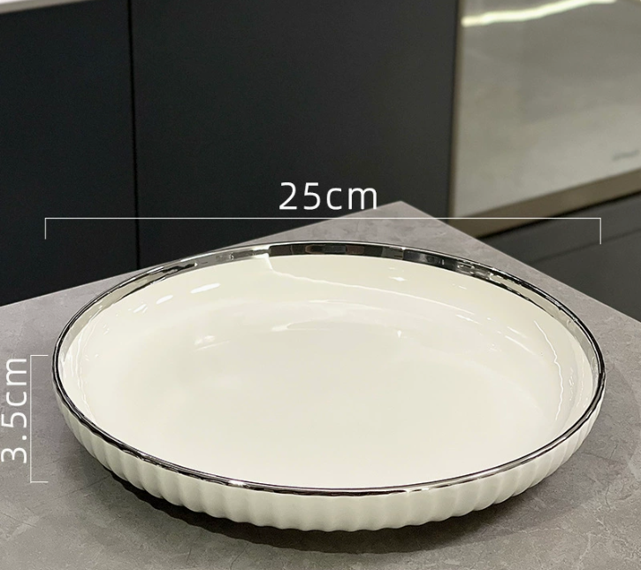 Керамічна тарілка у мінімалістичному стилі, сучасна столова посудина 25 см