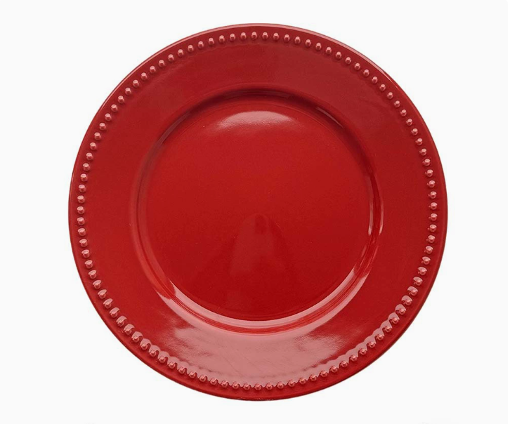 Керамічна обідня тарілка у мінімалістичному стилі, червоний/білий, 26,5 см