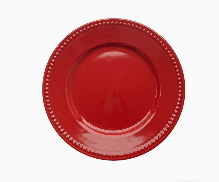 Керамічна обідня тарілка у мінімалістичному стилі, червоний/білий, 20,5 см
