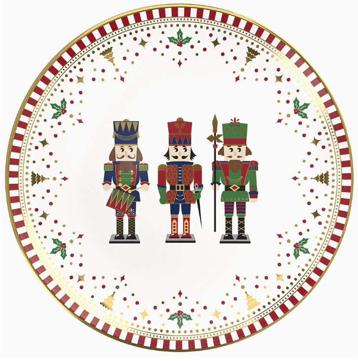 Керамічна тарілка з кістяного фарфору, преміум серія з декоративним принтом 30 см