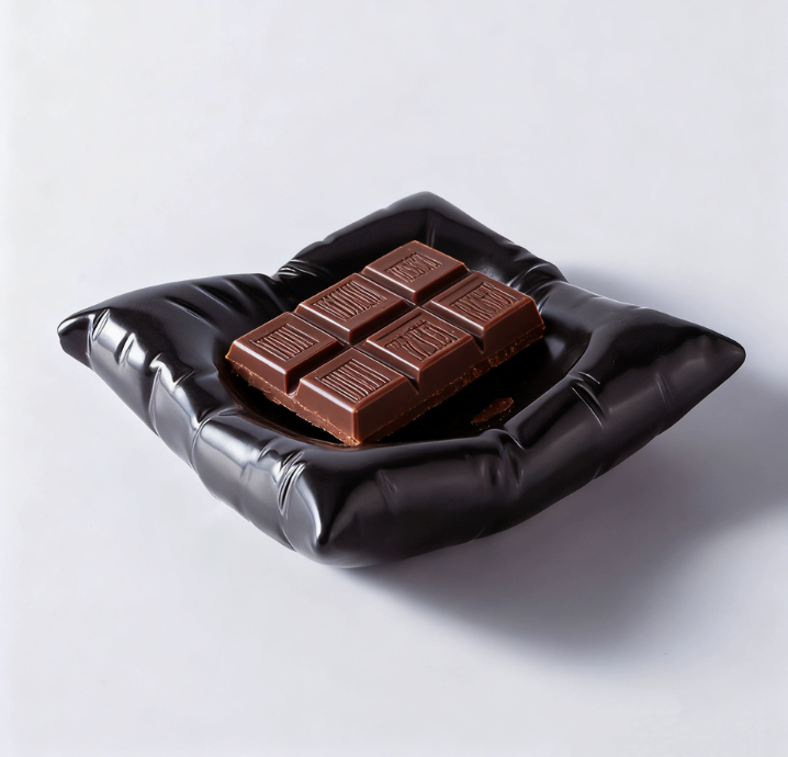 Прямокутна керамічна тарілка «Подушка», стиль мінімалізм, чорна/біла 18*13 см