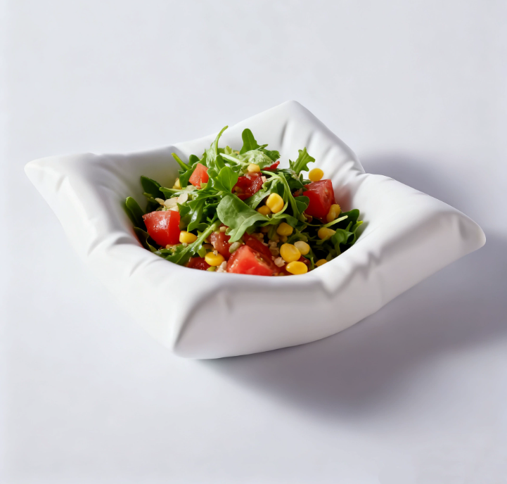 Прямокутна керамічна тарілка «Подушка», стиль мінімалізм, чорна/біла 23*17см