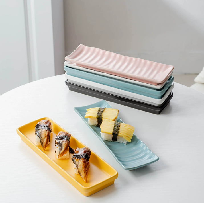 Скандинавська прямокутна керамічна тарілка, стильна подача для суші та десертів