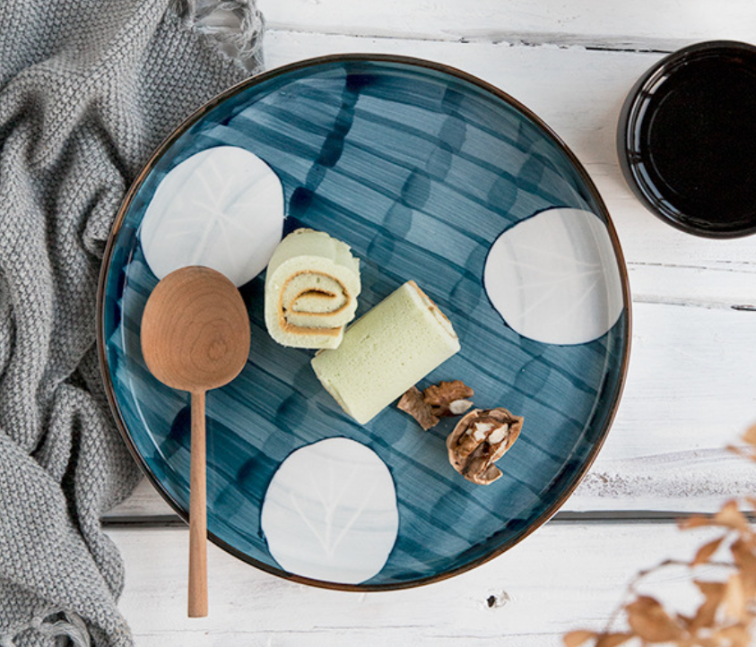 Керамічна тарілка в японському стилі з ручним розписом 24,5 см