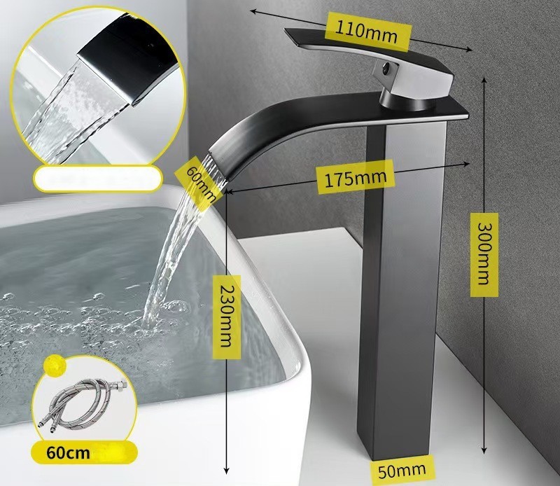 Високий змішувач для накладної раковини “Водоспад”