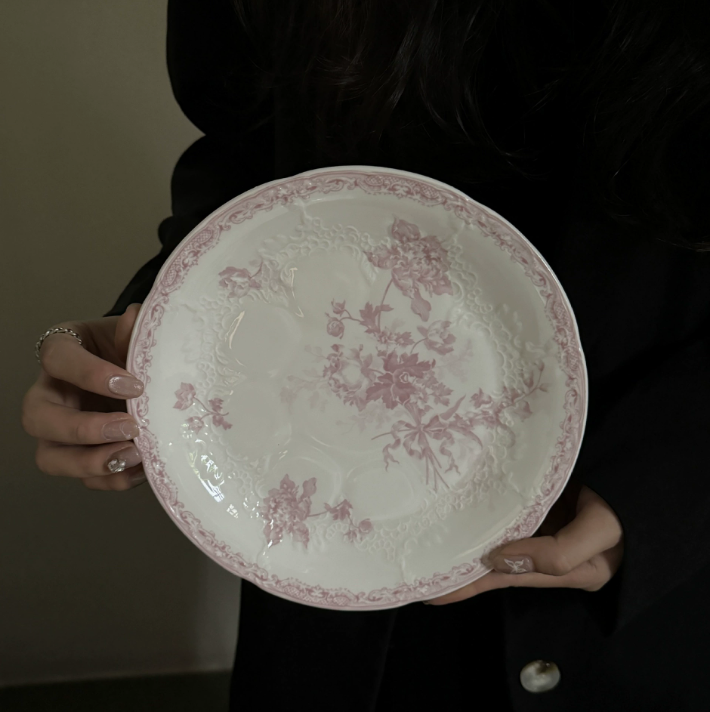 Керамічна тарілка «Рожева квітка» у французькому вінтажному стилі 15,5 см