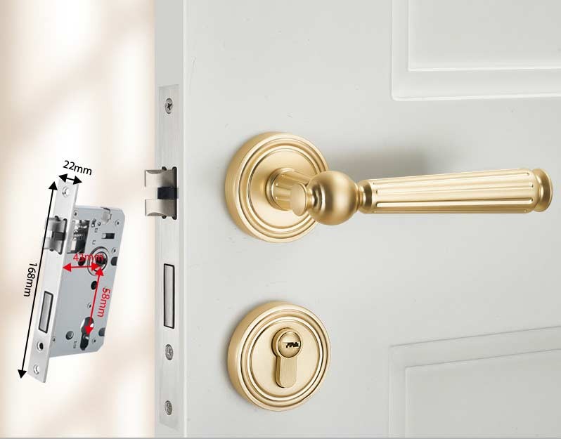 Ручка дверна з замком A7-009 (тип A/B/C/D, алюмінієвий сплав, французький стиль, з ключем)