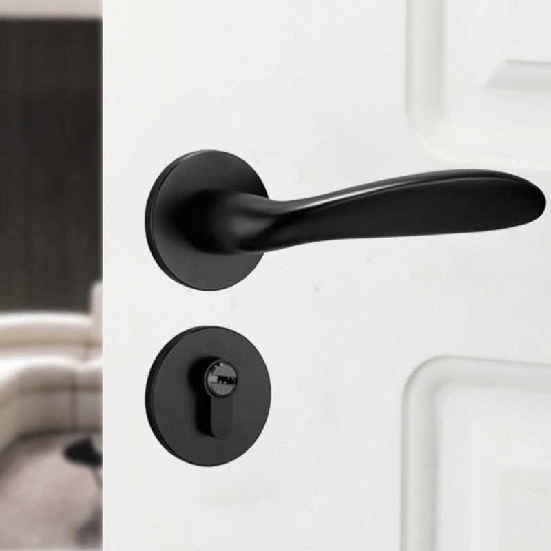 Дверна ручка з замком Miesig F01-01 (моделі A–H, чорна, алюміній, легка розкіш)