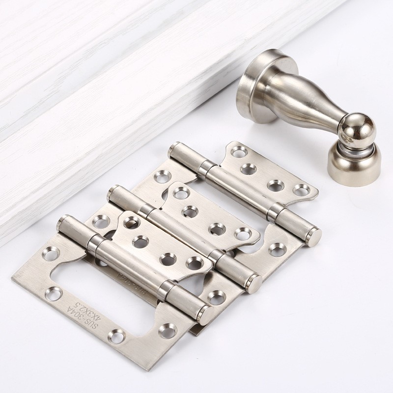 Комплект дверної фурнітури Yue Xinyuan (3 петлі + магнітний стопор, нержавіюча сталь, сатин)