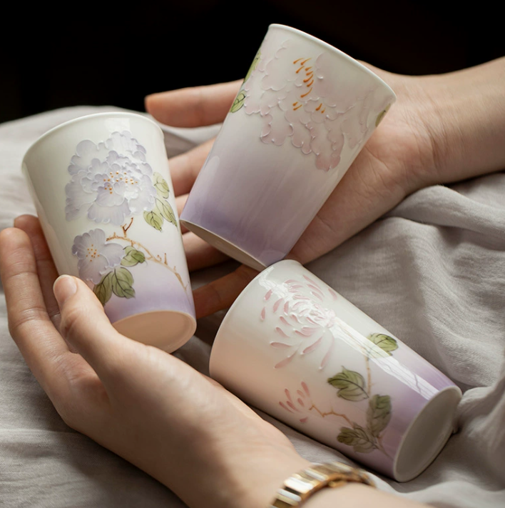 Чайна чашка “Twelve Flower Gods” кераміка, японський стиль, ручна робота 150 мл