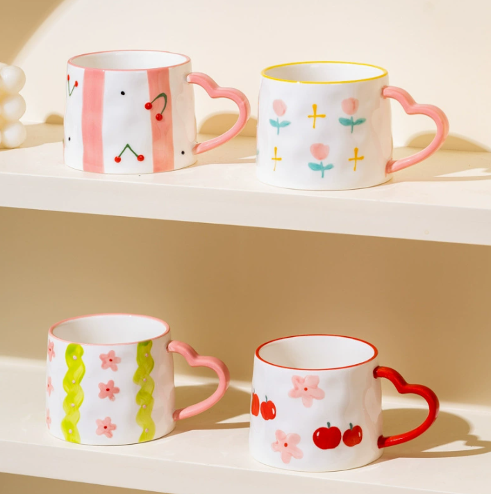 Керамічна кружка з ручним розписом у корейському стилі 320 мл