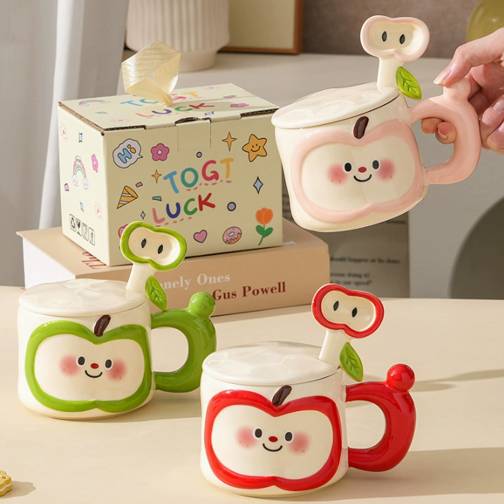 Керамічна кружка «Apple Cup» з кришкою та ложкою
