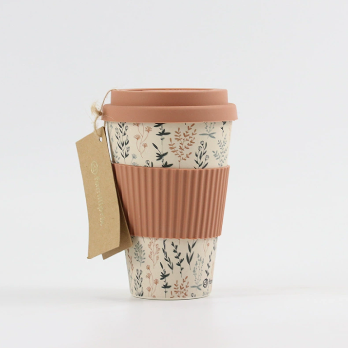 Еко кружка з бамбукового волокна з кришкою — багаторазова кавова чашка