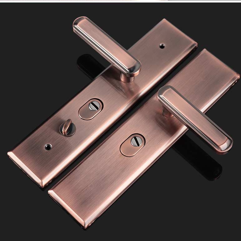 Комплект врізного дверного замка з ручкою (антична бронза) для вхідних дверей