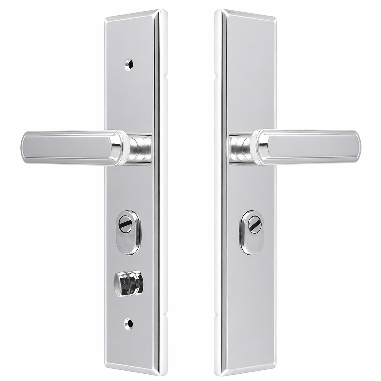 Дверна ручка з замком 9009, дзеркальне покриття, нержавіюча сталь