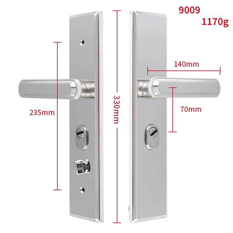 Дверна ручка з замком 9009, дзеркальне покриття, нержавіюча сталь